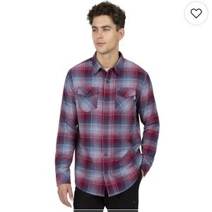 💥2/$20💥 HURLEY Flannel Plaid Button Up Mens L Red Blue